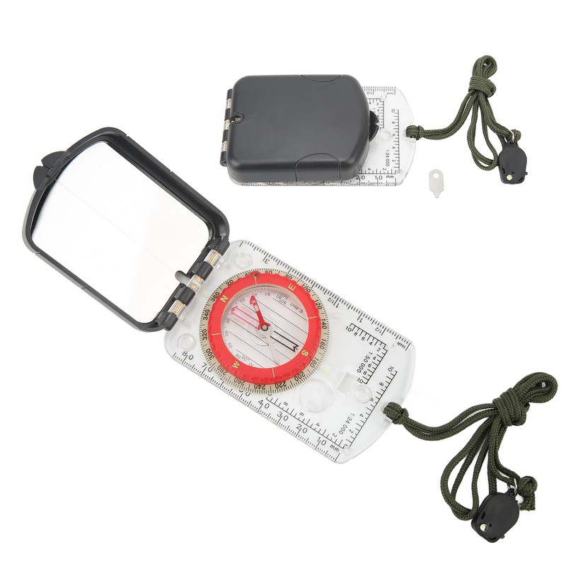 Multifunctional Plastic Compass with Scales Portable Gradiometer Magnifying Glass LED