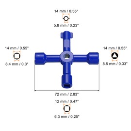 PATIKIL Multi-Functional Universal Cross Key, 3 Pack Zinc Alloy 4 Way Gas Water Meter Key Wrench for Electric Cabinet Plumbing Valve, Blue