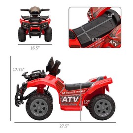 Aosom Kids 4-Wheeler Ride on Car, Motorized Quad, 6V Battery Powered Electric Quad with Songs for 18-36 Months - Color: Red