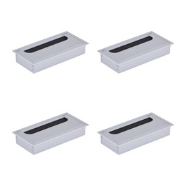 HOOZ 4 x Cable Grommet Desk, 160 cm Aluminium Cable Pass with Brush Seal, Cable Guide Table for Table, Office, Worktops, Cable Duct for Furniture and Desk (Rectangular)