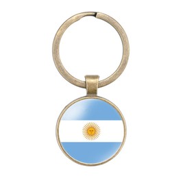 vmcoatdu Argentina National Flag Restore Ancient Key Chain Keyring Gift Men Women Keychain Alloy and Inlaid Glass Materials