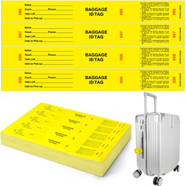 Feifeiya 1000 Hotel Luggage ID Tags with Transfer Tape on Back Paper Baggage Claim Check Tags Numbering from 000 to 999 Baggage Identification for Hotel Suitcase Motel Bag(Yellow)