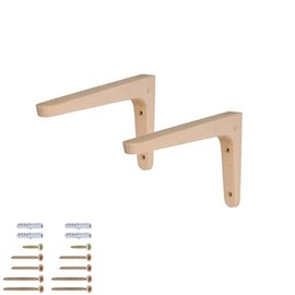 MS Beschläge Wooden Console Single or Pair Shelf Brackets Beech Shelf Bracket for Wall Mounting Wooden Angle Including Mounting Set Shelf Support Wall Shelf Holder (200 mm x 125 mm, 2, Quantity)