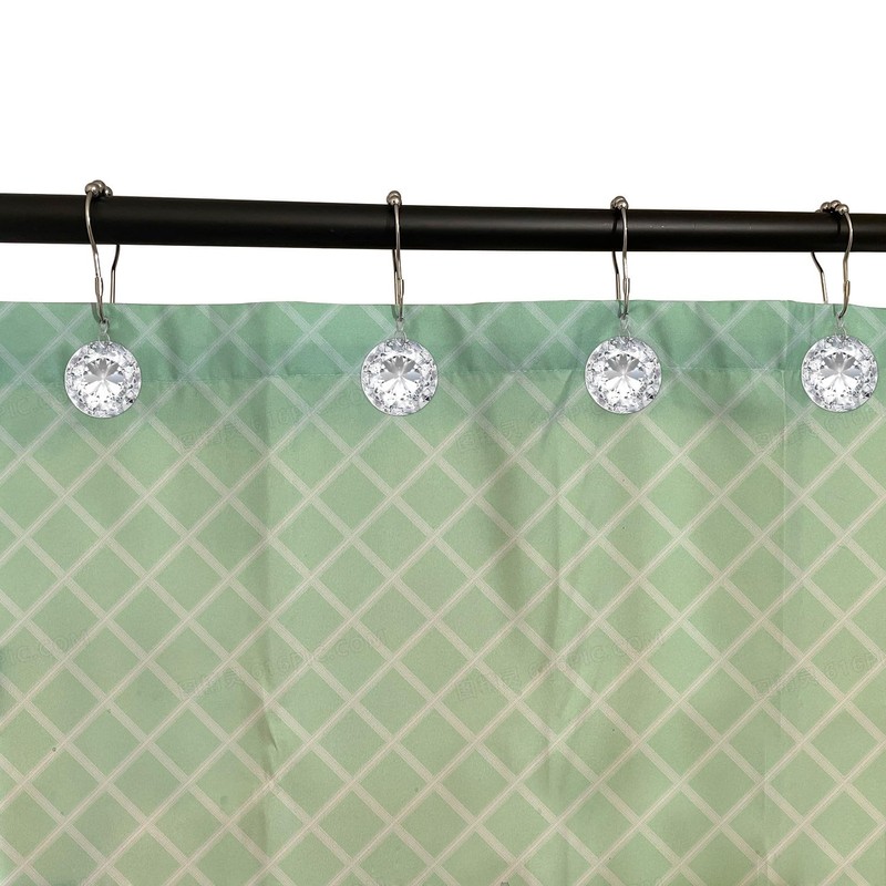 Crystal Shower Curtain Hooks Decorative Clear Bling Rings Cute Girly