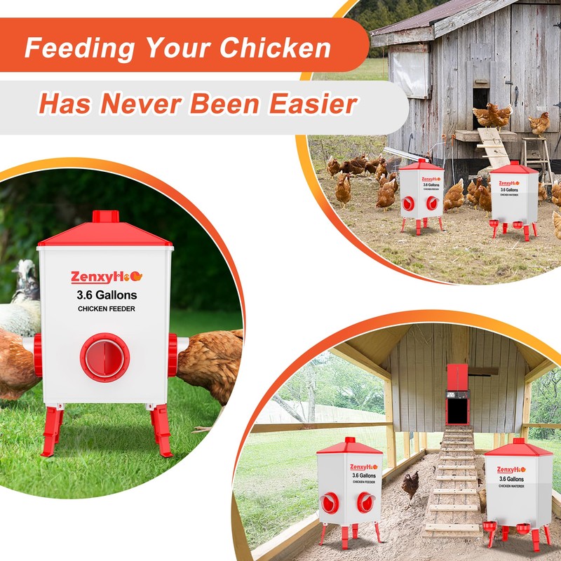 ZenxyHoC No Waste Chicken Feeders and Waterers - 6 Set