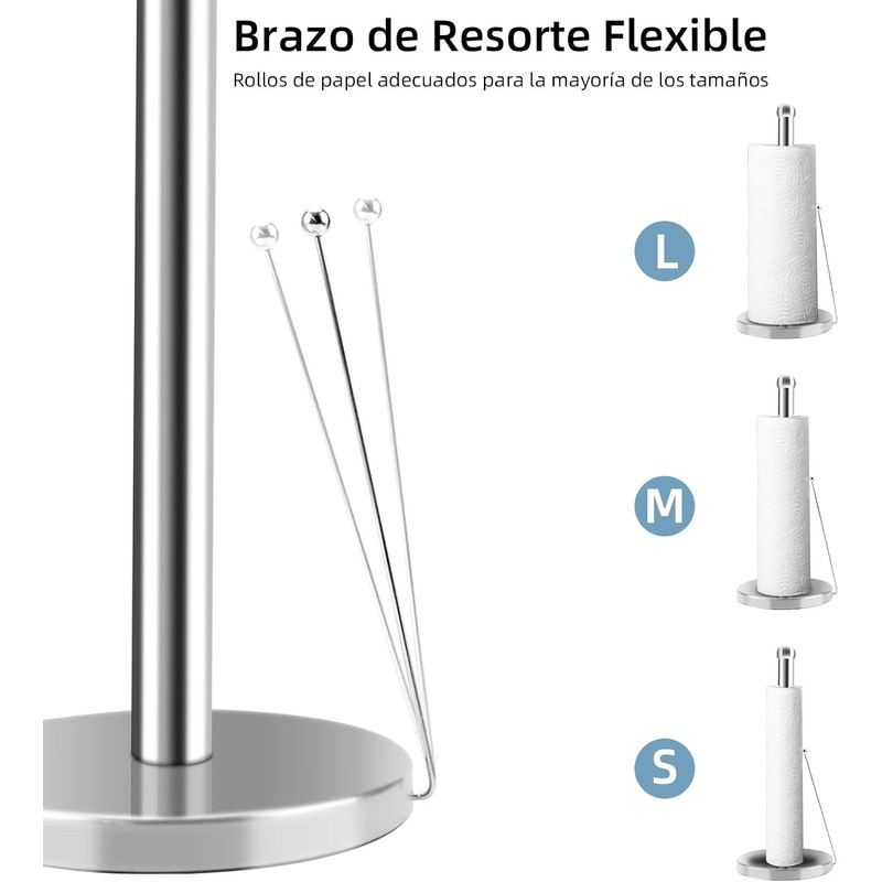 Toallero de Papel de Acero Inoxidable para Cocina Soporte Antideslizante