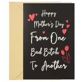 pink partesr Mothers Day Gift For Friend, Happy Mother'S Day From One Bad Bit** To Another - Mothers Day Cards For Friends, Birthday Gifts For Women Friendship, Inspirational Gifts For Women Friends