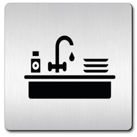 Türschilder24 XXL Schild - Türschild (B) • 125 x 125 x 1,5 mm • Spüle Piktogramm • Aluminium Vollmaterial • 100% Made in Germany