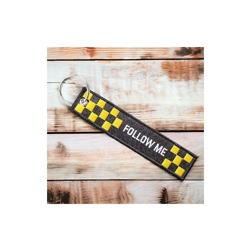 DonJordi Follow Me Fabric Keyring with Embroidery for Pilots, Bikers