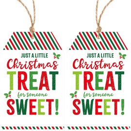KINGLAKE Christmas Gift Tags,Christmas Tags for Gifts,Christmas Treat for Someone Sweet Gift Tags,Christmas Gift Tags with String,50 Pcs Xmas Paper Gift Tags for Presents,Holiday Gift Tags Labels