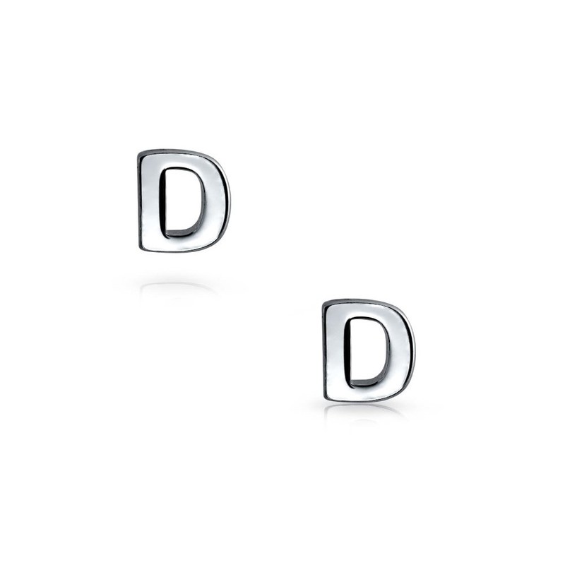 ABC Minimalist Capital Block Alphabet Letter D Initial Stud Earrings