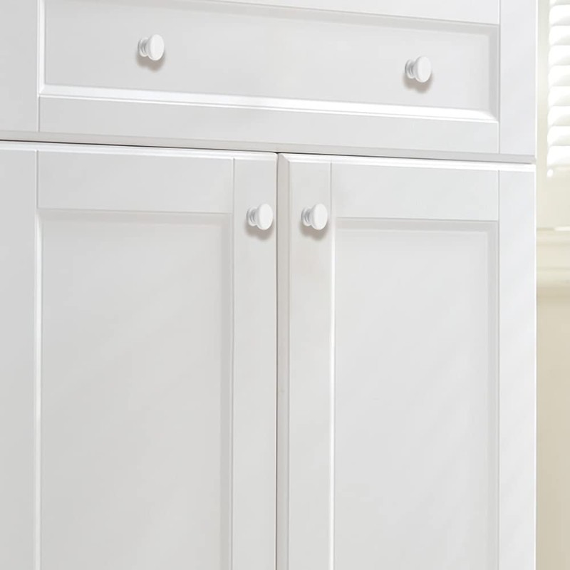 Yijunmca 15 Pack Cabinet Knobs Round Pulls 34mm White Wooden