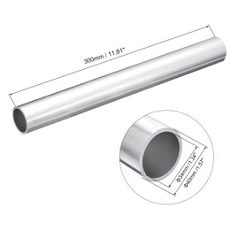 TA-VIGOR 1Pc 6063 Aluminum Round Tube, 40mm OD 34mm ID 300mm Length Metal Seamless Straight Tubing Aluminum Pipe for Home Furnishing, Machinery, DIY Handicraft