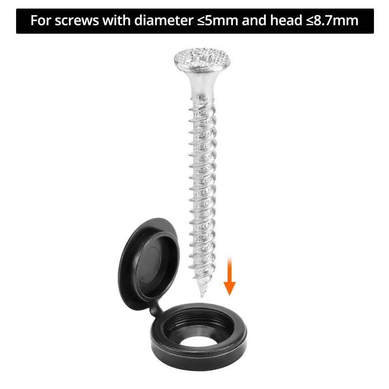 QWORK® 150 PCS White Plastic Hinged Screw Caps - Snap