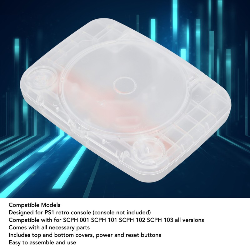 Console Replacement Shell Translucent Retro Console Case for PS1 for
