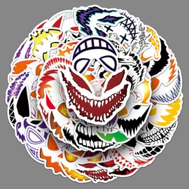 Ghostface Stickers 50 Pcs Vinyl Funny Horror Meme Sticker for Water Bottle Laptop Bumper Motorcycle Bicycle Computer Skateboard Car Luggage,Waterproof Trendy Cartoon Cool Decal for Adults Teens