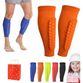 Shin Defender Shin Guards (Orange, S(Age 11-13))