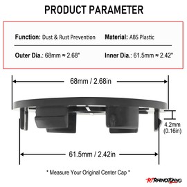 RTrhinoTuning 2.68" Wheel Hub Center Caps for XXR 005 550 551 553 556 558, 559, 2.68"(68mm) / 2.42"(61.5mm) 4pcs Black Center Caps for Rims