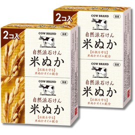Cow Brand Natural Fake Soap, Rice Bran, 3.5 oz (100 g) x 4 Packs