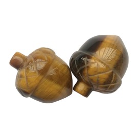 Manekieko 2 Pcs Natural Tiger's Eye Pocket Hazelnut Figurine Decor Gemstone,25mm Reiki Balancing Crystal and Healing Palm Stones