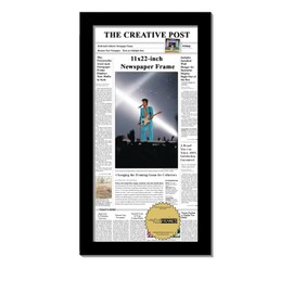 Creative Picture Frames 11" x 22" Black Newspaper Display Frame without Mat, News Article Glass Picture Frame with Hanging Hardware
