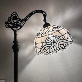 enjoy decor lamps White Stained Glass Floor Lamp Metal Base Gooseneck Adjustable Baroque Style for Living Room Bedroom 20" W*12" D*63" H