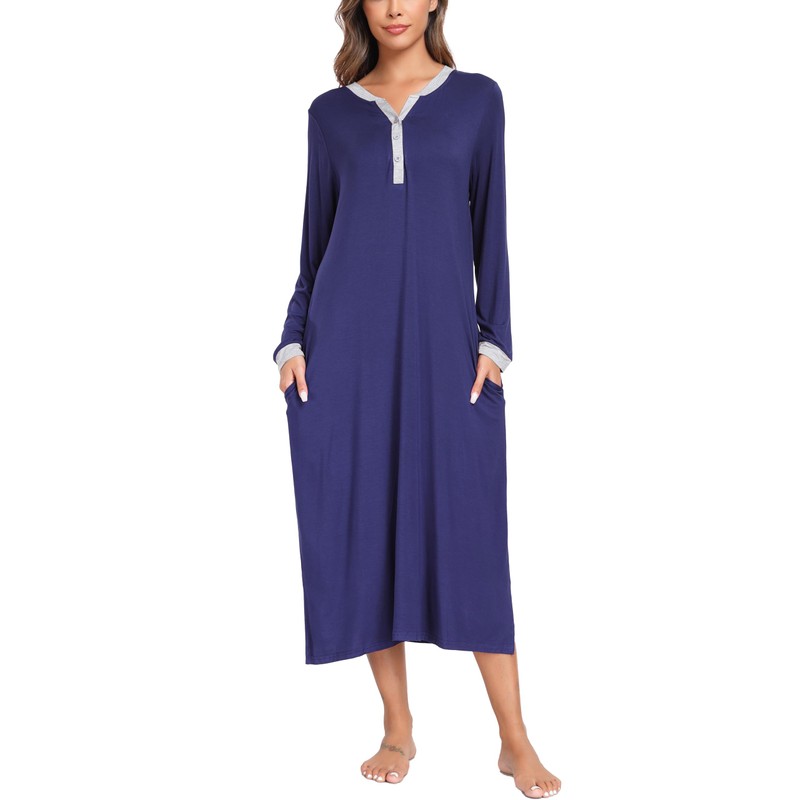 Vlazom Women's Long Nightgown Soft Baggy Nightdress Plus Size Nightshirt