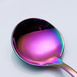 Berglander Rainbow Coffee Spoons Set of 6, Stainless Steel Titanium Colourful Coating Small Mini Demitasse Espresso Mocha Latte Spoon Cutlery Tea Spoon Dessert Sugar Spoon Dishwasher Safe