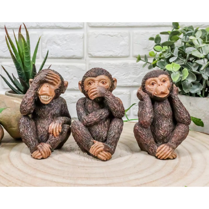 Wise Monkeys See Hear Speak No Evil Ape Collectible Figurine