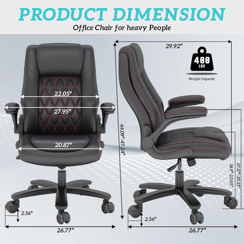 Solfway Executive Office Chair with Flip-up Armrest Computer Chairfor Heavy