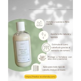 Crema para Peinar Leave-In, 250 ml, con Aloe Vera y Romero, Vegana, Control de Frizz