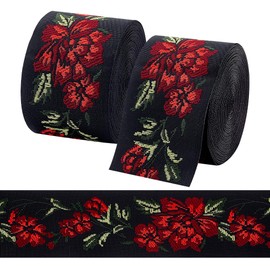 PH PandaHall 15.3 Metres/14 m Jacquard Ribbon 1.97 Inches/5 cm Embroidered Ribbon, Vintage Jacquard Border, Ethnic Woven Ribbon for Sewing Clothing, Home Decor and Craft Application, 2 Rolls