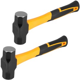HOIGON 2 Pack 3 Lb Sledge Hammer, 14 Inch Pro-grade Sledge Hammer Tool Set with Fiberglass Handle, 1.6kg 48oz Heavy duty Stoning Club Hammer for Carpentry, Construction, Mechanic Work