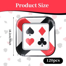 SENONAPO 120 Pcs Casino Party Supplies 7'' Poker Party Paper Plates Las Party Decorations for Poker Card Playing Club Casino Night Poker Game Theme Casino Birthday Party Decor