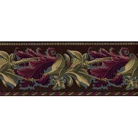 Albert Van Luit Scroll Acanthus Leaf Trail Brown Architectural Wallpaper Border