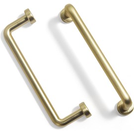 SYZOW Pack of 6 Furniture Handles, Brushed Brass, 160 mm Hole Spacing, Drawer Handles for Kitchen Cabinets, Brushed Brass Cabinet Handles, Drawer Handles, Door Handles for Kitchen Cabinets