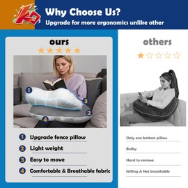 SOUNDANCE Gaming Pillow Reading Pillow for Lap, Arm Support Elbow Rest for Bed Sofa, Ergonomic U-Shaped Design with Equipment Support, Reduces Arm Fatigue During Gaming, Reading, Working, Crocheting