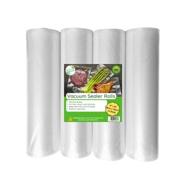EverFresh 11" x 25' Vacuum Sealer Rolls-Vacuum Sealer Bags-Vacuum Sealer Machine-Food Sealer Bag-Rolls Compatible with FoodSaver Machines-4 Pack-15% thicker embossing than leading supplier.