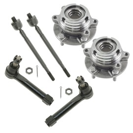 Front Steering & Drivetrain Kit Tie Rod Wheel Hub Bearing Assembly Compatible with 2004-2009 Nissan Quest