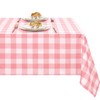 XWZO Checkered Tablecloth Square - Waterproof, Wrinkle Free Checker Table Cloth for Cafes, Restaurants and Gardens, Decorative Plaid Table Cover, 54 x 54 Inch, Pink and White