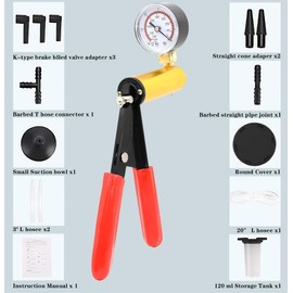 LuckySlycyc Brake Bleeder Vacuum Pump kit,Brake Bleeder Kit for Automotive with Sponge Protected Case,Adapters,One-Man Brake and Clutch Bleeding System(16pcs)