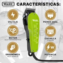 Máquina Cortadora De Pelo Wahl® Profesional Taper 2000 Clipper Con Holograma De Autenticidad Color Verde