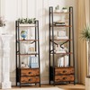 Furologee 4-Tier Ladder Shelf,Small Bookshelf with 2 Drawers,Vertical Bookcase Storage