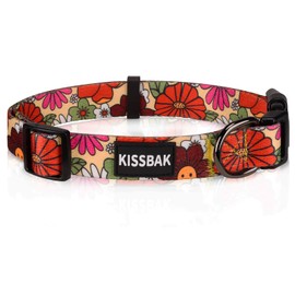 KISSBAK Dog Collar for Small Dogs - Special Design Cute Girl Dog Pet Collar Soft Adjustable Fancy Floral Girl Puppy Dog Collars (S, Lotus Flower)