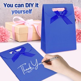 Patdefie Gift bags 4pcs Medium Size 7×4×10 inch Gift Bags with Handles For Party,Birthday,Favor,Weddings,Other Occasion (blue)