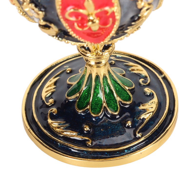 Egg Shaped Trinket Boxes Rhinestones Inlay Hand Painted Enamel Delicate