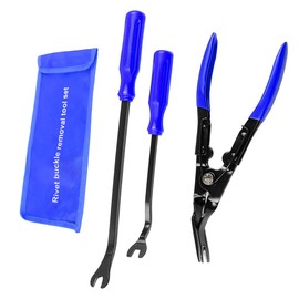SHMZK 3 PCS Auto Clip Pliers Set and Fastener Remover, Car Trim Removal Tool Pry Tool Kit with Storage Bag, Door Panel Upholstery Fastener Rivet Remover Kit, Car Accessories (Blue)