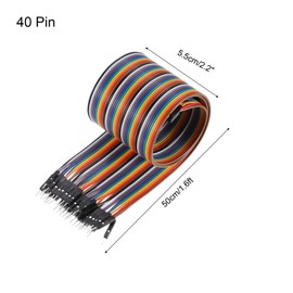 sourcing map 2Pcs Flat Ribbon Cable 2.54mm Pitch 40 Pin Male to Female Rainbow IDC Flat Ribbon Wire Connector 50cm Length Wires