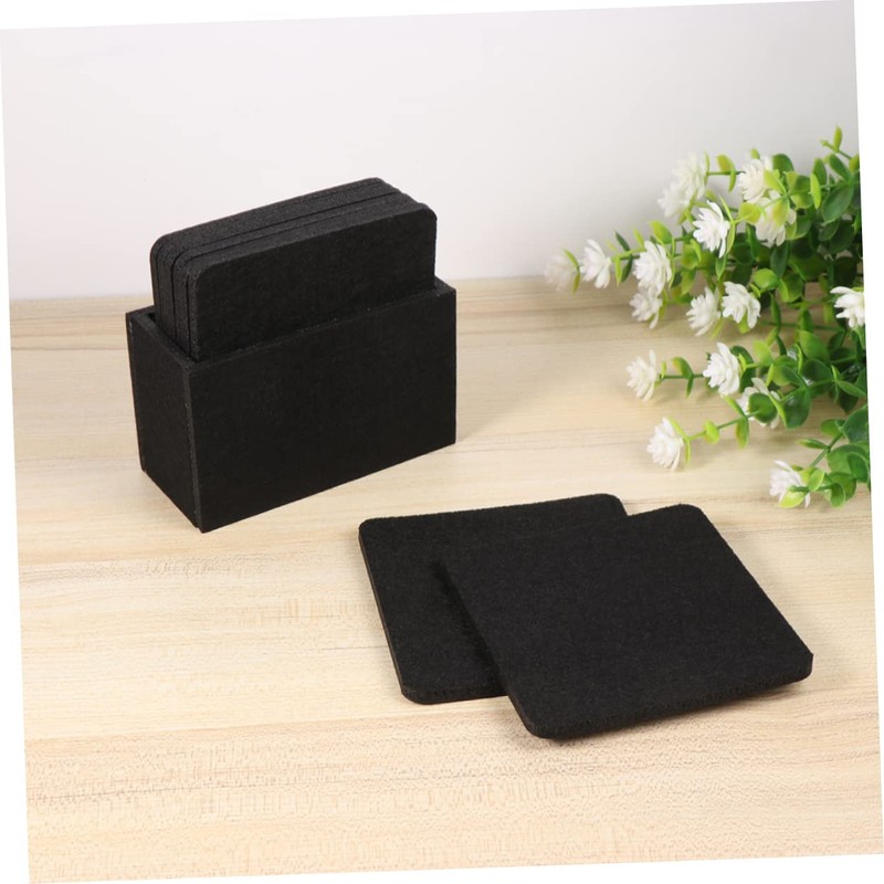 ABOOFAN 8pcs Black Water Absorption Felt Coasters Thickened Nonwoven Insulation