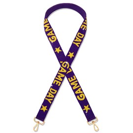 Game Day Purse Strap Replacement Beaded Purple Yellow Purse Strap Football Clear Bag Strap Accessories Game Day Outfits (Purple Yellow)